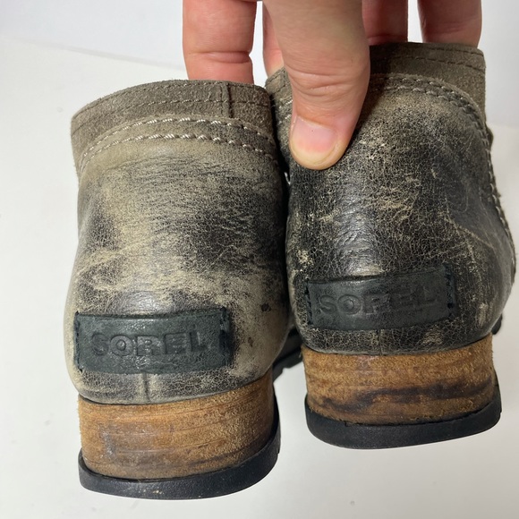 Sorel Womens Brown NL2161-245 Leather Side Zip Cap Toe Ankle Chelsea Boots Sz 8 - Picture 3 of 8